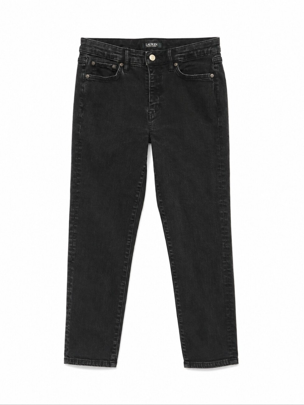Black Vintage Wash LAUREN Straight Cropped Jeans, 8P, Cool Girl, Mid Rise